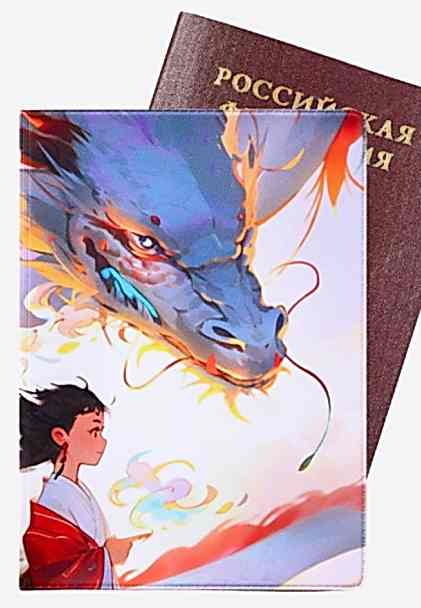 Обложка на паспорт «Девушка и дракон», аниме, ПВХ