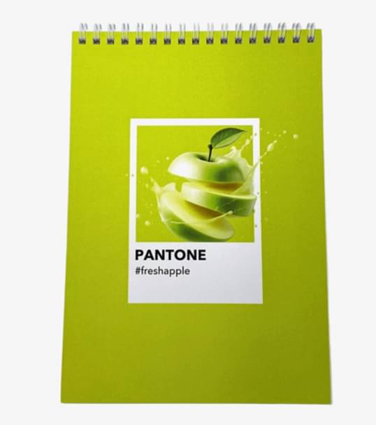 Блокнот А5, софт тач ламинация, Дизайнерская коллекция "Pantone", салатовый